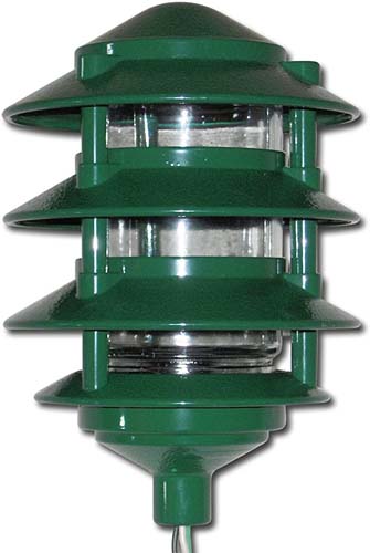 SATCO/NUVO (SF77-324) Pagoda Garden Fixture Small Hood 1-Light 4 Tier Green