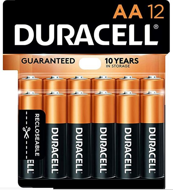 Duracell COPPERTOP MN1500 Series MN15RT12Z Alkaline Battery, AA, Manganese