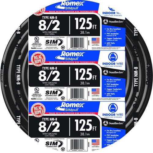 WIRE 8-2 X 125FT NM-B W/GROUND