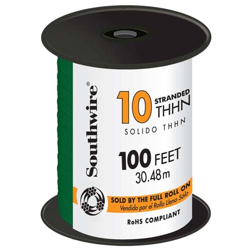 WIRE 10 STR THHN GREEN 100FT