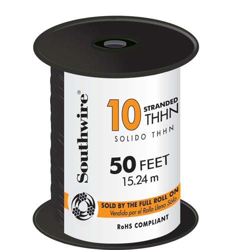 WIRE 10 STR THHN BLACK 50FT