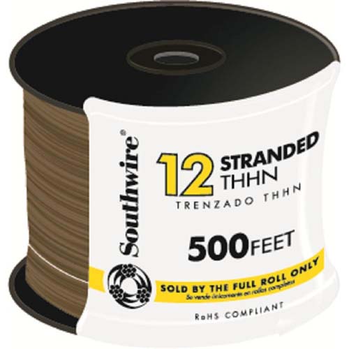 WIRE 12 STR THHN BROWN 500FT SPL