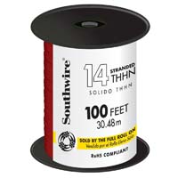 WIRE 14 RED 100FT STR THHN