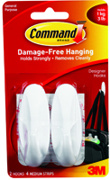 Command 17081 Designer Hook, 3 lb Weight Capacity, Plastic