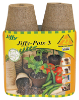 Jiffy JP322 Peat Pot, 6.62 in L Tray, 3.37 in W Tray, 8-3/4 in H Tray, Peat