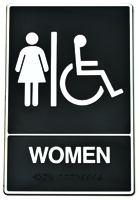 HY-KO DB-2 Graphic Sign, Rectangular, WOMEN, White Legend, Black Background