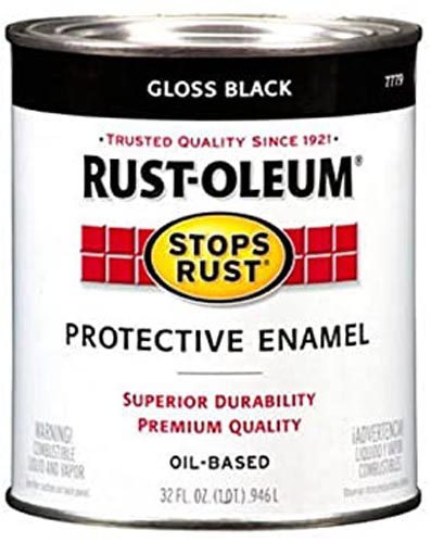 RUST-OLEUM STOPS RUST 7779504 Protective Enamel, Black, Gloss, 1 qt Can