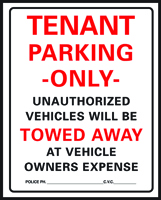 HY-KO 701 Parking Sign, Rectangular, Black/Red Legend, White Background