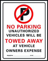 HY-KO 702 Parking Sign, Rectangular, Black/Red Legend, White Background