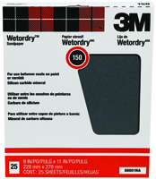 3M 88601 Sandpaper, 150-Grit, Fine, Silicone Carbide, Tan