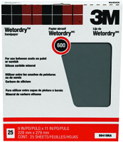 3M 99419 Sandpaper, 600-Grit, Super Fine, Silicone Carbide, Tan