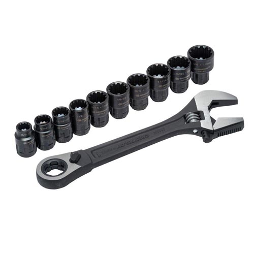 ADJ PASS THRU WRENCH SET 11PC 8"