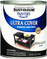 RUST-OLEUM PAINTER'S TOUCH ULTRA-COVER MULTI-PURPOSE ENAMEL PAINT, SEMI-GLOSS BLACK