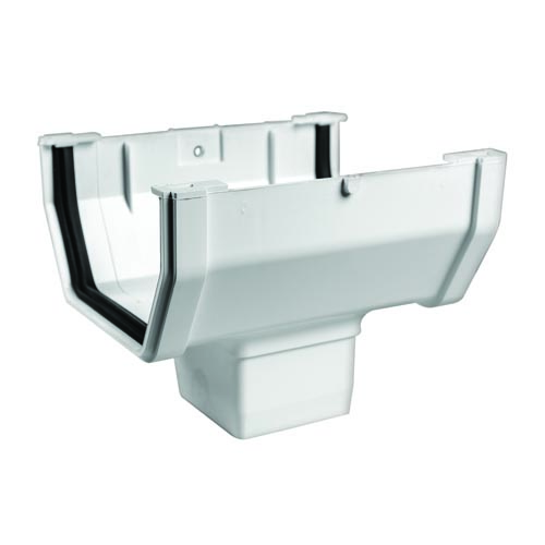 Genova or sub RW104 White Vinyl Gutter 2-1/2 Inch Drop Outlet