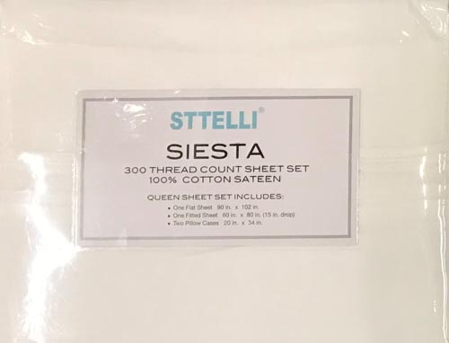 STT SIESTA QUEEN BED SHEET SNOW