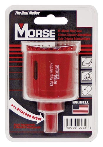 MORSE MHSA16C Hole Saw, 3/8 in Arbor, 1-15/16 in D Cutting, HSS Cutting Edge