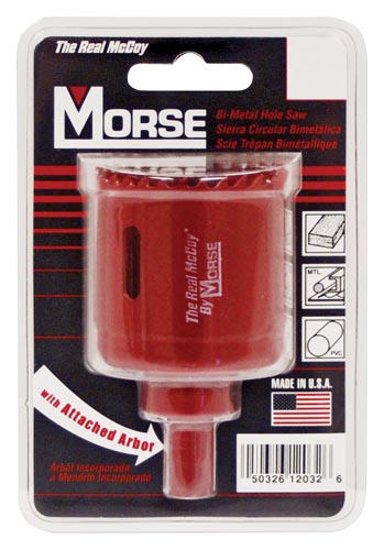 MORSE MHSA24C Hole Saw, 3/8 in Arbor, 1-15/16 in D Cutting, HSS Cutting Edge