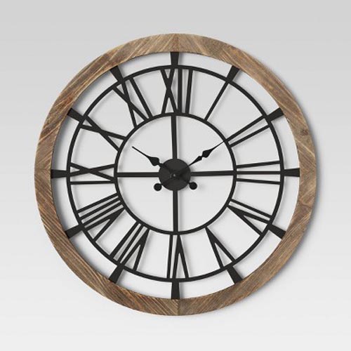 LC 27.5" WOOD & METAL WALL CLOCK