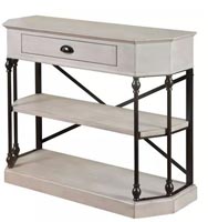 CORNER CONSOLE TABLE W/2SHELVES