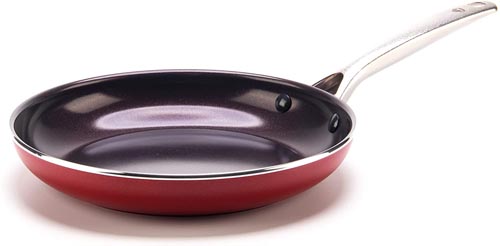 DH 10" CERAMIC N-S FRY PAN RED