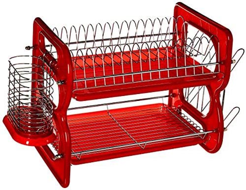 2 TIER DISH RACK 22" RED