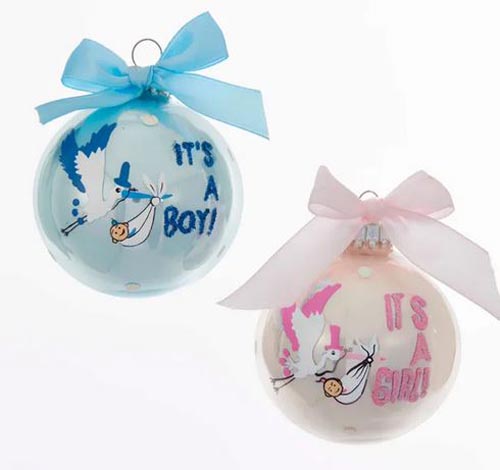 65MM BOY/GIRL BALL BOW ORNAMENT