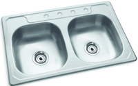 STERLING STAINLESS STEEL KITCHEN DOUBLE SINK 33X22X6 INCHES