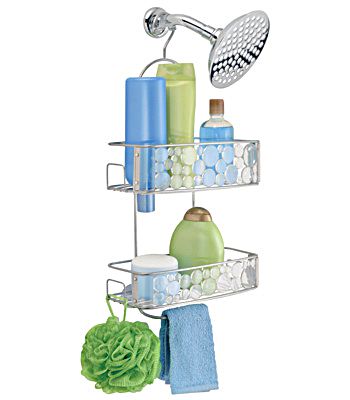 iDESIGN Rain Shower Caddy, 2-Shelf, Silver Metal, Chrome