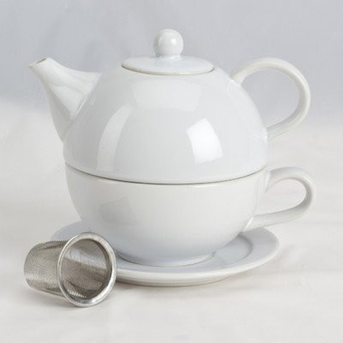 TEA FOR ONE W/INFUSER WHITE