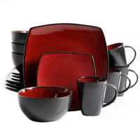 ALTHEA 16PC SQ DINNER SET RED