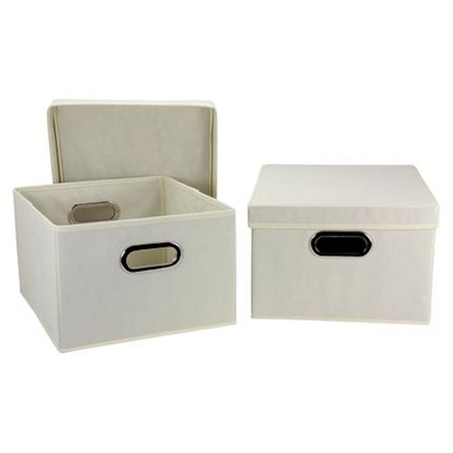 COLLAPSIBLE STORAGE BOX 2PCE NAT