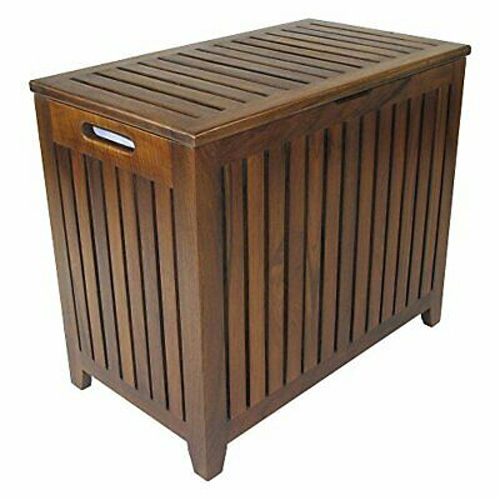 TEAK RECTANGLE WOOD HAMPER