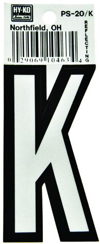 HY-KO PS-20/K Reflective Letter, Character K, 3-1/4 in H Character,