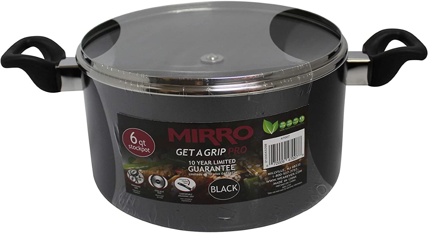 MIRRO 6QT COVERED STOCKPOT BLACK