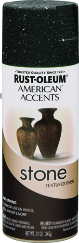 RUST-OLEUM AMERICAN ACCENTS 7991830 Stone Spray Paint Black Granite, 12 oz