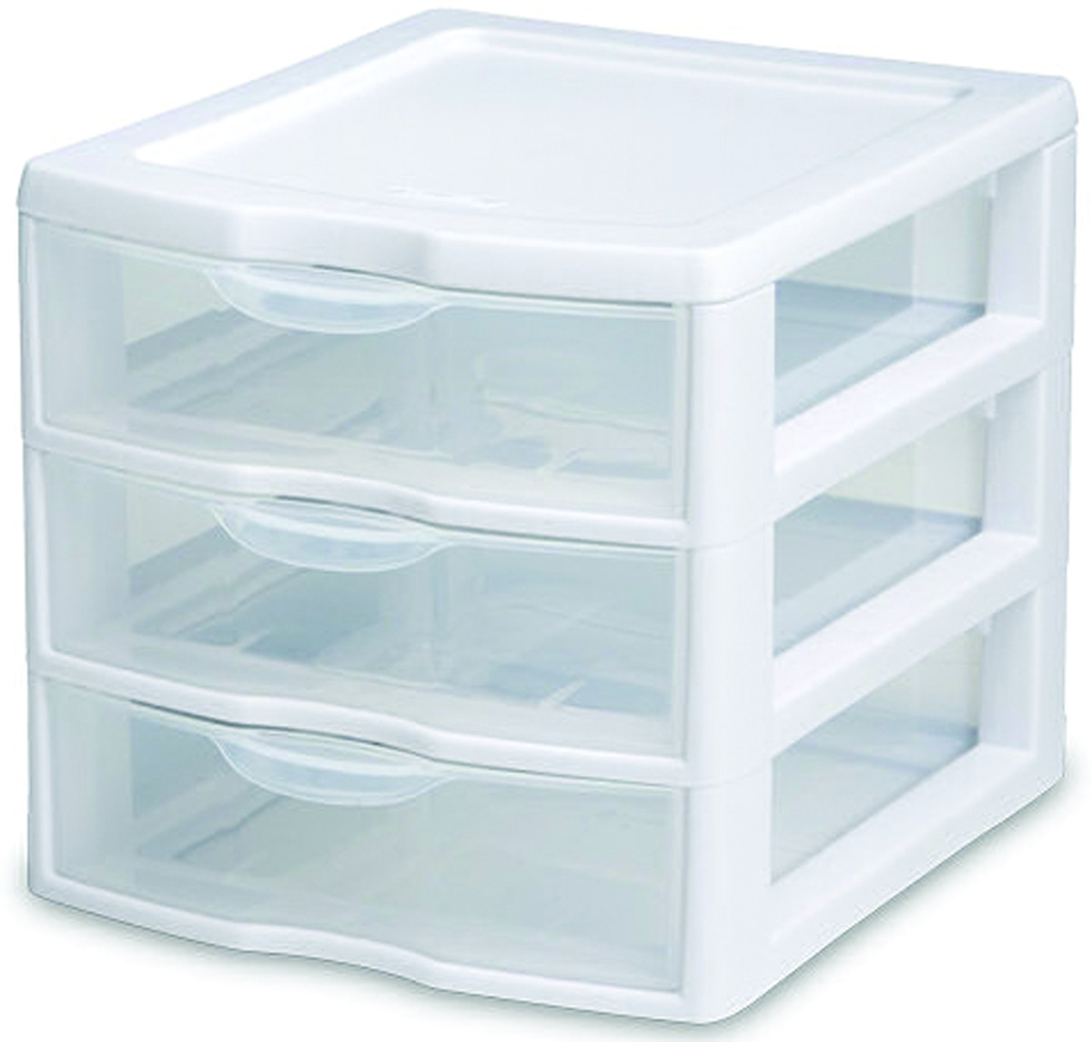 Sterilite 20738006 Drawer Unit, 3-Drawer, Plastic Drawer, Clear