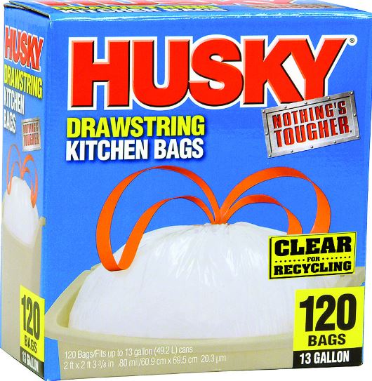 HUSKY TRASHBAG DRSTRG CLEAR 13G