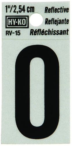 HY-KO RV-15/O Reflective Letter, Character O, 1 in H Character, Black