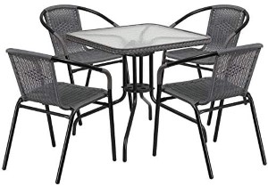 LILA SQU TABLE/4CHAIRS GRAY 28"