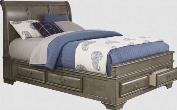 3PC QUN SLEIGH BED STORA GRAY