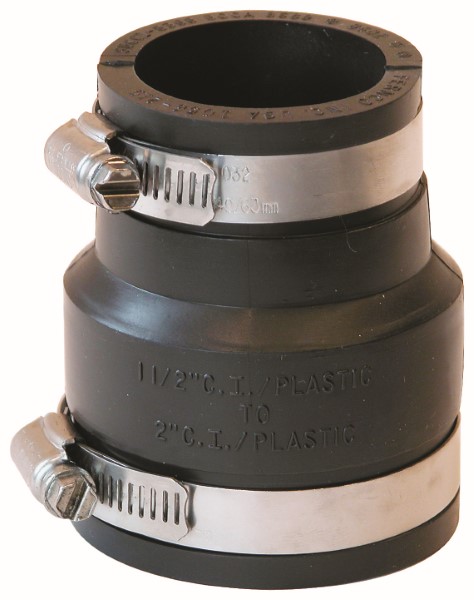 Fernco P1056-215 Pipe Coupling, 2 x 1-1/2 in, 3.392 in L, Black