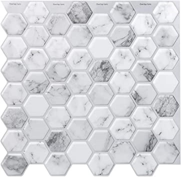 BACKSPL HEXAGON MARBLE P&S