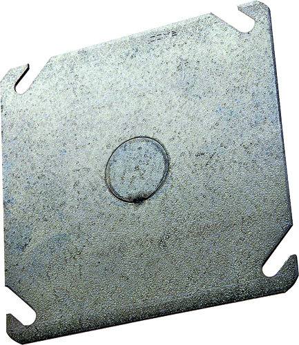 RACO 8753 Electrical Box Cover, 4 in L, 4 in W, Square, Galvanized Steel