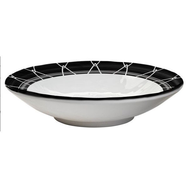 SALAD BOWL BLACK/WHITE RND 8"