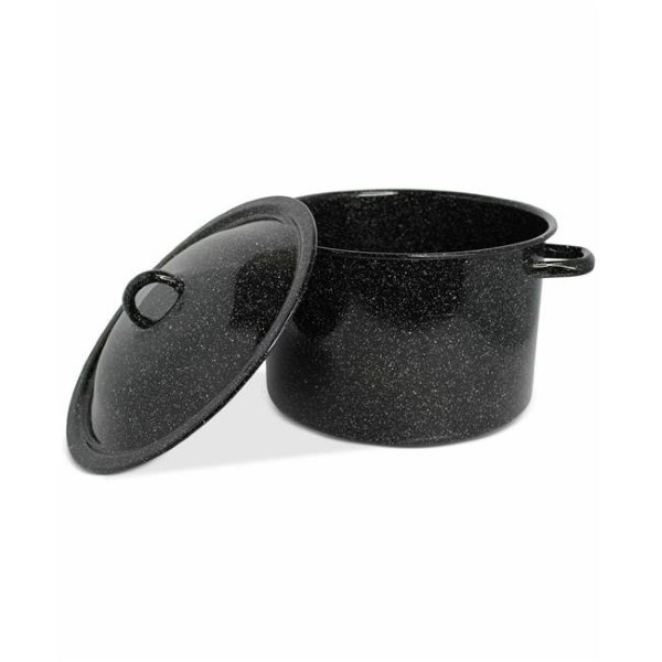 12QT ENAMEL STOCK POT BLACK