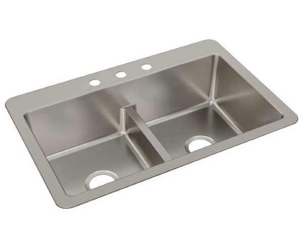 ELKAY DBLE BOWL KITCHEN SINK 9"D