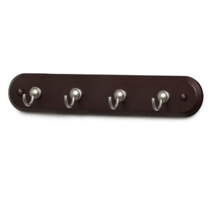 KEY RACK WALL MOUNT 4-HOOK SATIN