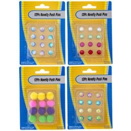 NOVELTY PUSH PINS 12PC