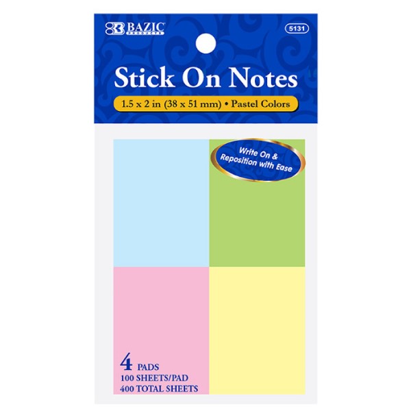 BAZIC STICK-ON NOTE 100CT