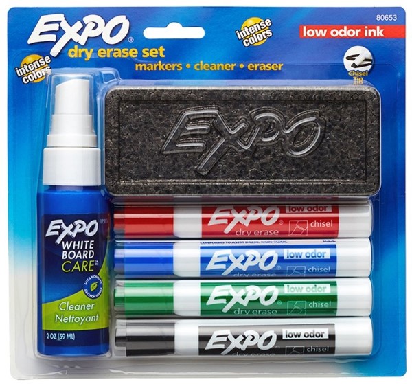 EXPO 80653 Dry-Erase Marker Starter Set, Chisel Lead/Tip